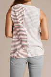 Brown Stripe Colorblock Loose Tank Top