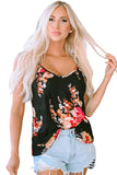 Floral Print Adjustable Spaghetti Strap V Neck Tank Top