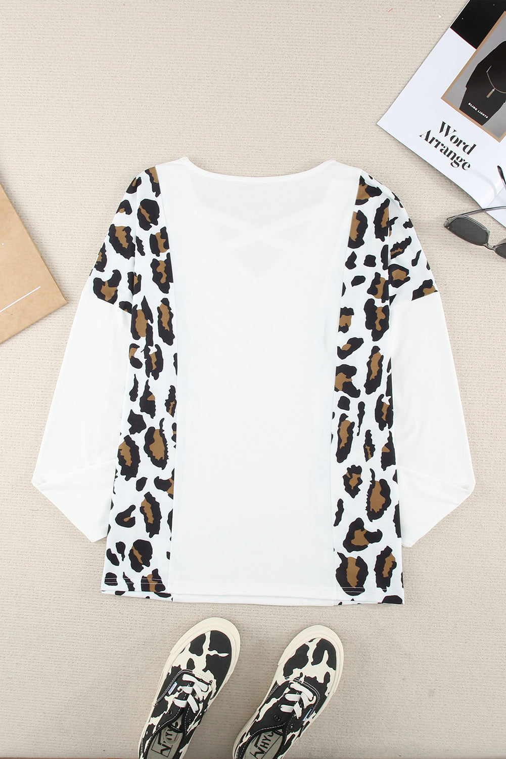 Splicing Criss Cross V Neck Blouse