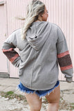 Contrast Patched Sleeve Plus Size Hoodie