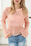 Hollowed Eyelets Knit Bell Sleeve Sweater