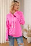 Flower Embroidered Thumbhole Sleeve Cowl Neck Sweatshirt