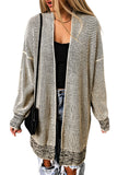 Gray Textured Knit Pocketed Duster Cardigan