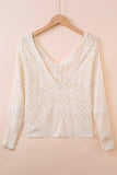 Buttoned Lace Patchwork Hollow Knit Sweater