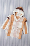 Striped Colorblock Cut Out Hooded Sweater