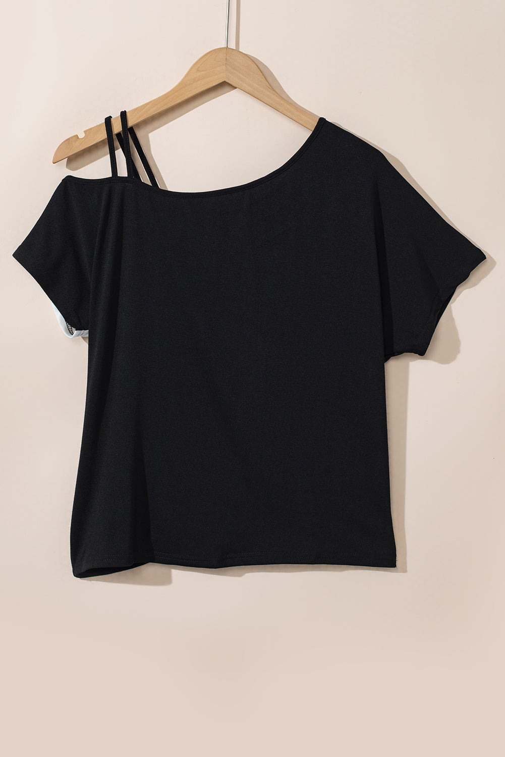 Asymmetric Strappy Cold Shoulder Long Sleeve Top