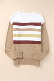 Crew Neck Striped Long Sleeve Sweater