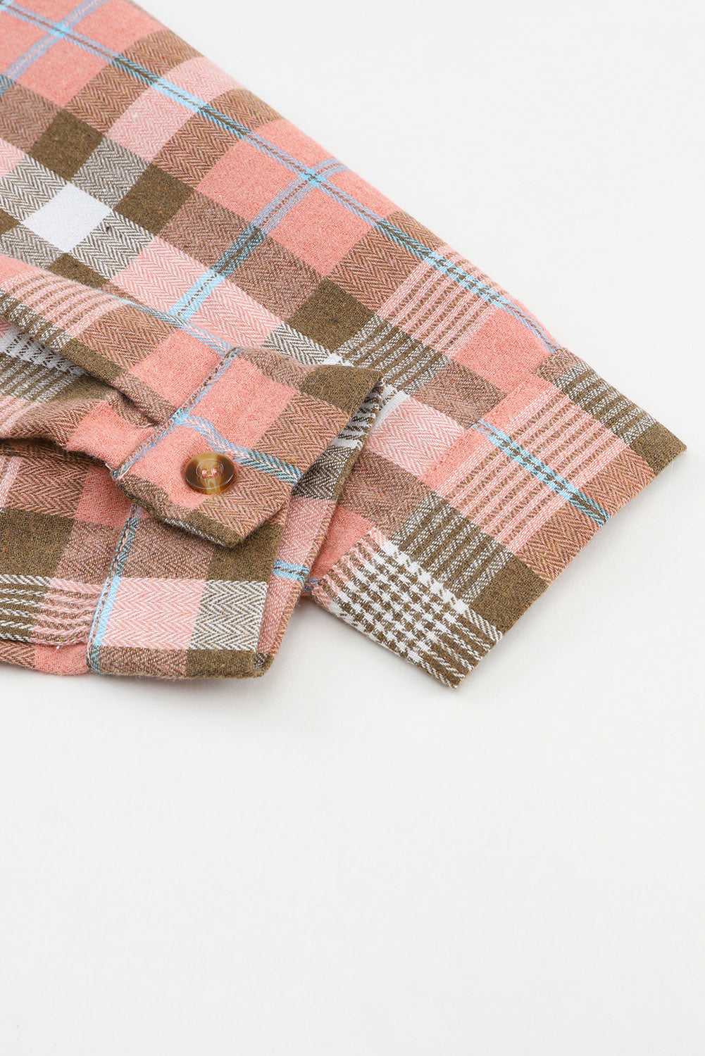 Drop Shoulder Rounded Hem Plaid Pattern Shirt