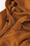 Ribbed Trim Kangaroo Pocket Zipped Hoodie