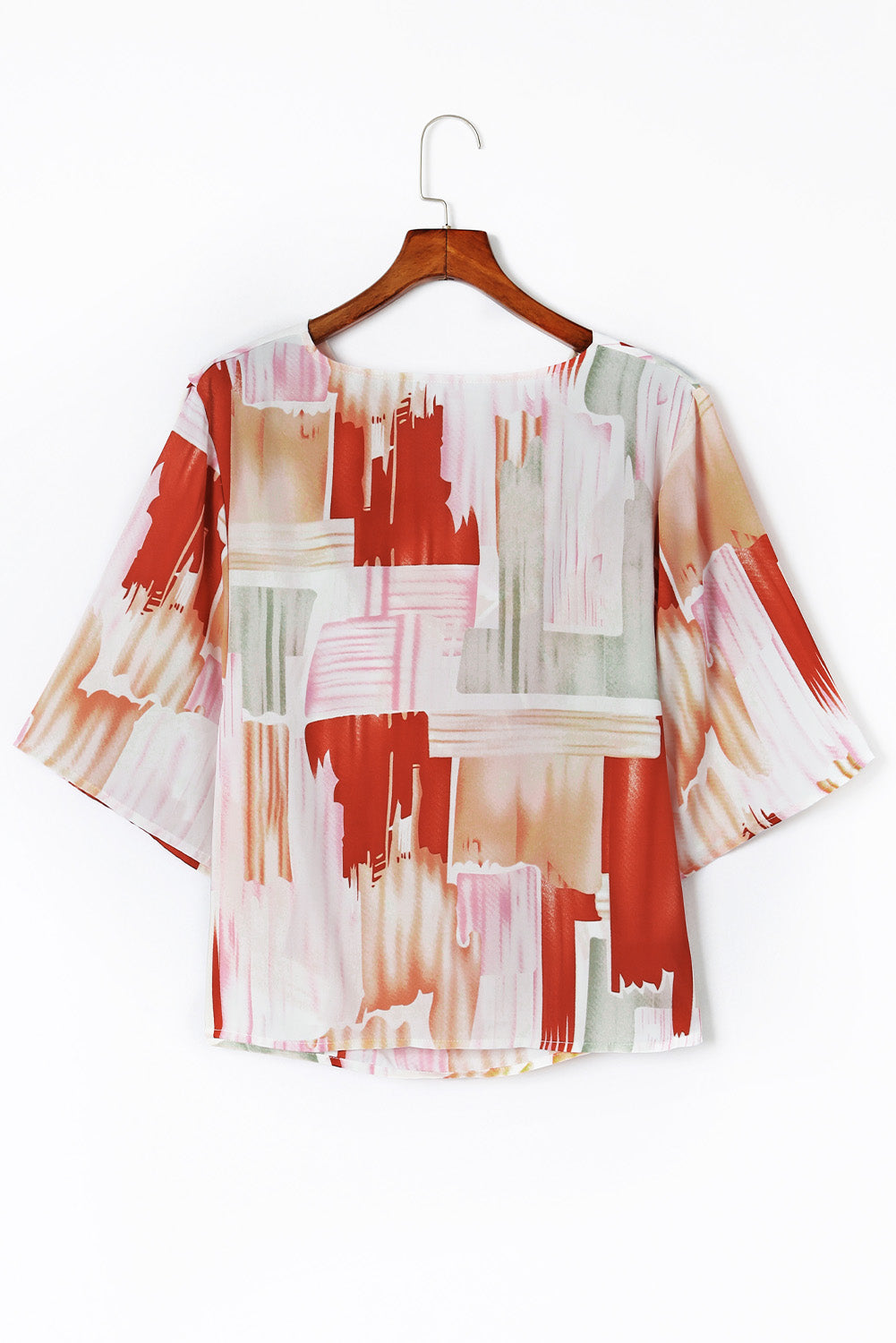 Abstract Print Kimono Sleeve Blouse