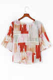 Abstract Print Kimono Sleeve Blouse