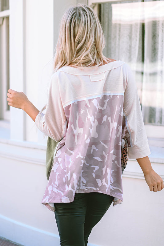 Exposed Seam Patchwork Oversized Top