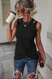 Khaki Rib Knit Cut-out Front Twist Tank Top