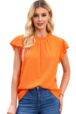 Crinkled Textured Ruffled Puff Sleeve Blouse