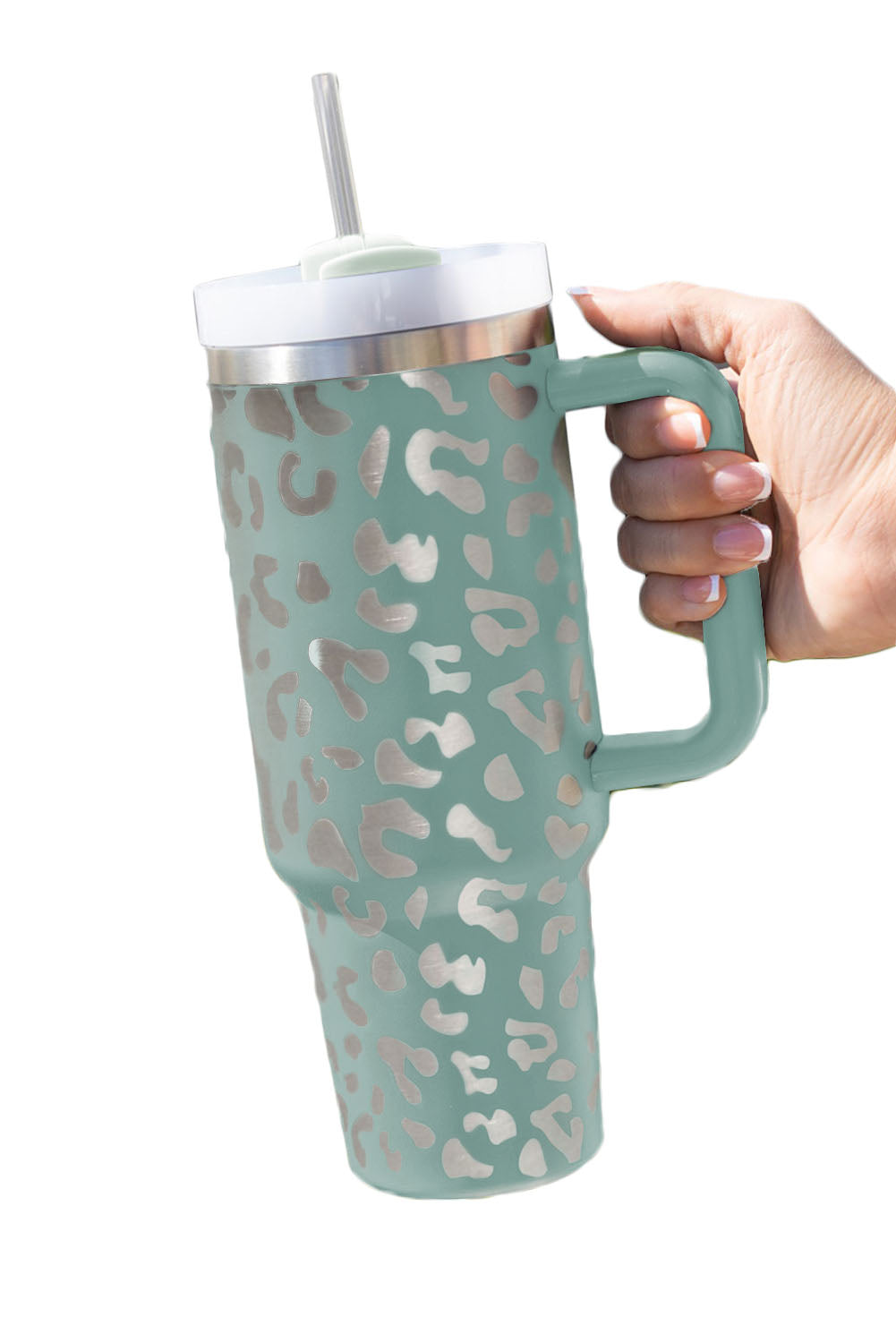 Leopard Print 40OZ Stainless Steel Portable Cup with Handle