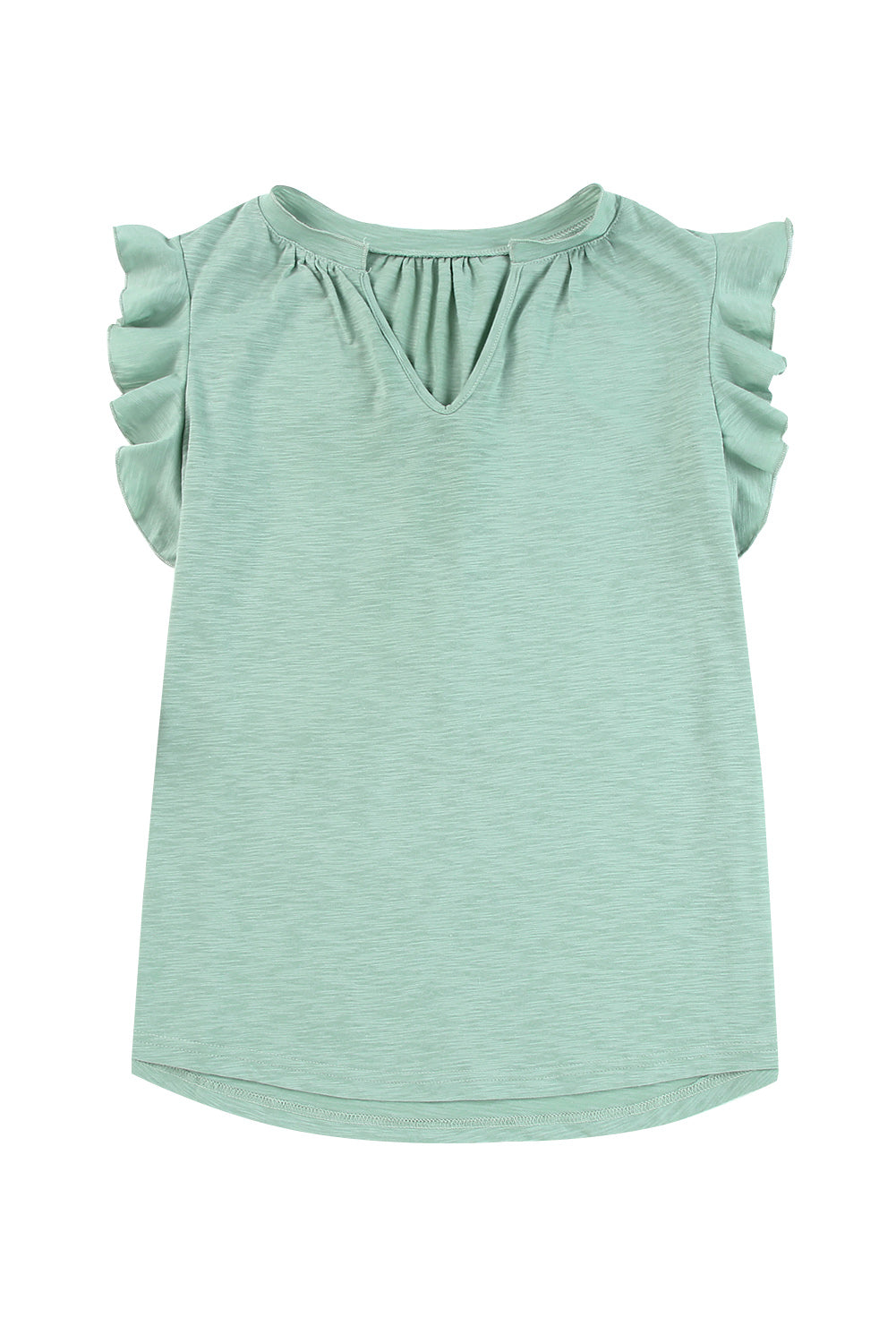 Casual Solid V Neck Butterfly Sleeve Top