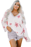 Floral Print Lightweight Knit Hooded Sweater