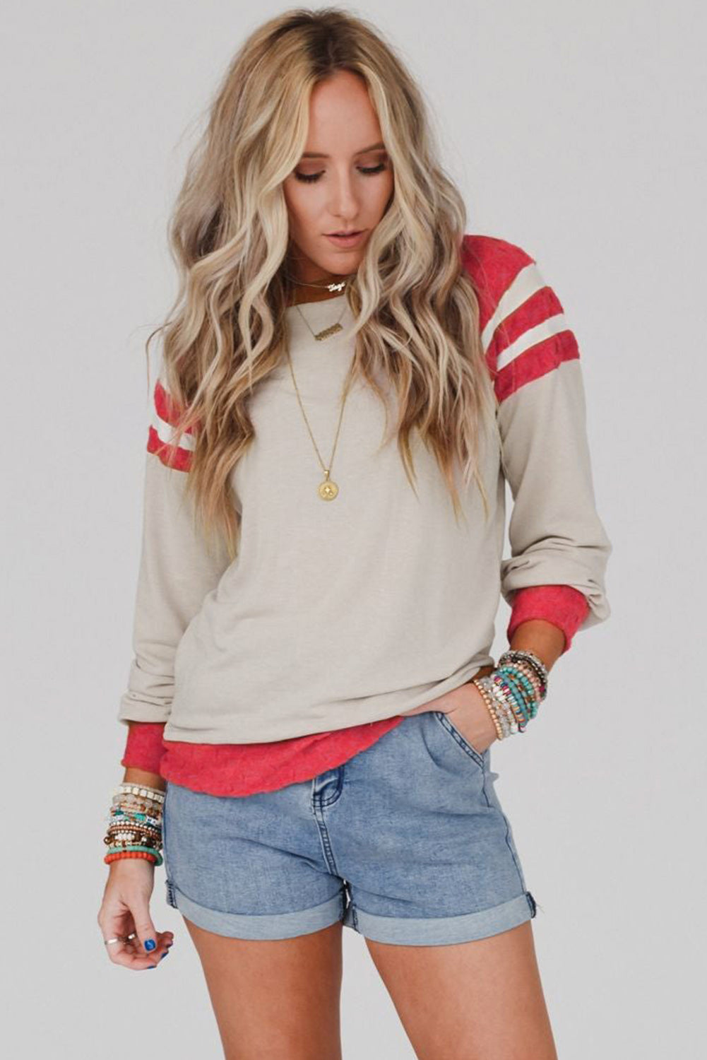 Color Block Raglan Long Sleeve Top