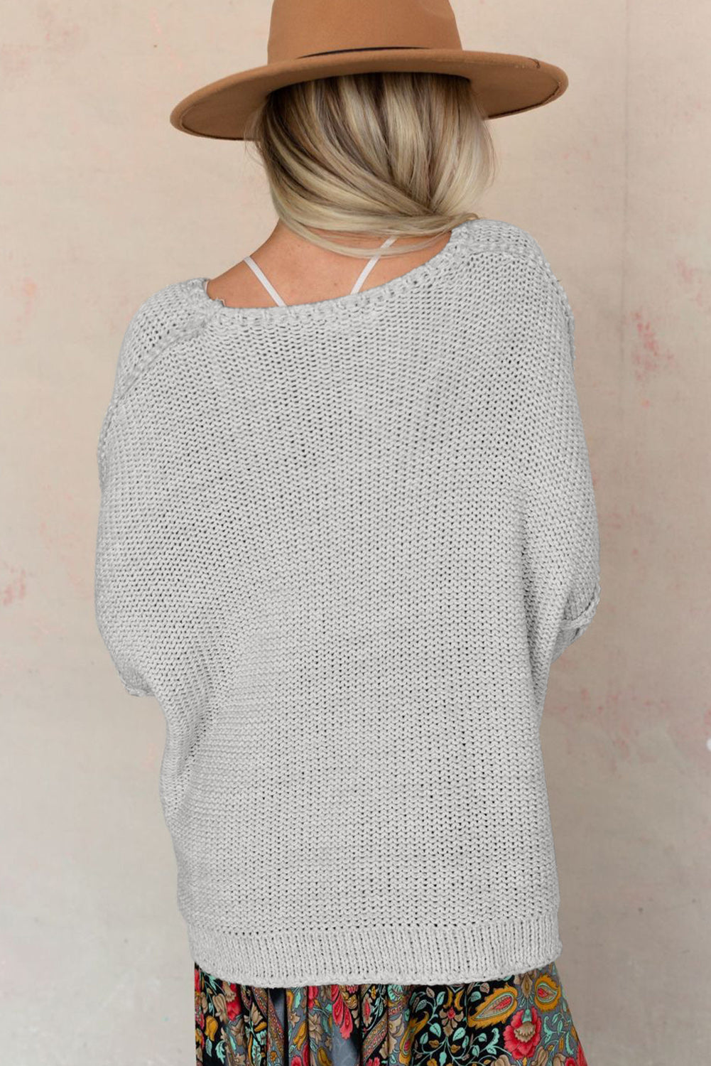 Slouchy Textured Knit Loose Sweater