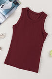 Solid Ribbed Knit Slim Fit Tank Top