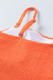 Solid Crinkle Textured Spaghetti Strap Tankini 2pcs Swimsuit