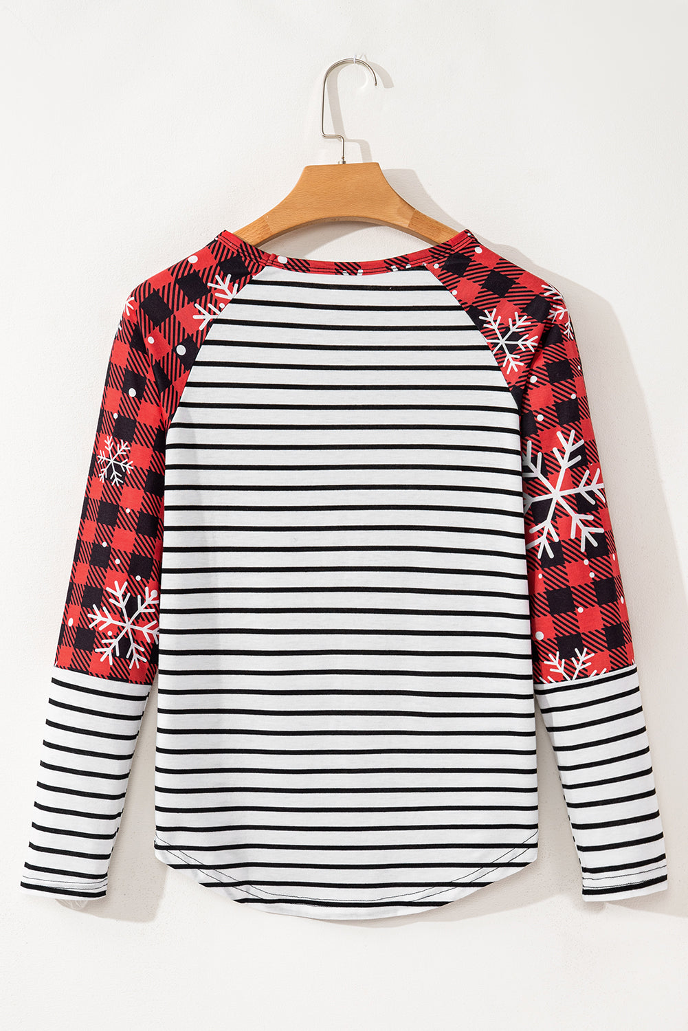 Christmas Plaid Striped Patchwork Long Sleeve Top