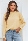 Frilled Mock Neck Ripple Bubble Sleeve Blouse