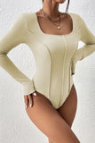 Scoop Neck Seam Detail Long Sleeve Bodysuit