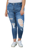 Jean skinny déchiré bleu de grande taille