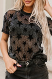 Stars Mesh See-through Short Sleeve T Shirt