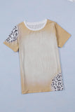 Bleached Leopard Print Crew Neck T Shirt