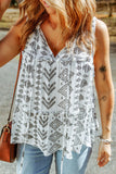 Tribal Geometric Print Tiered Frilled V Neck Tank Top