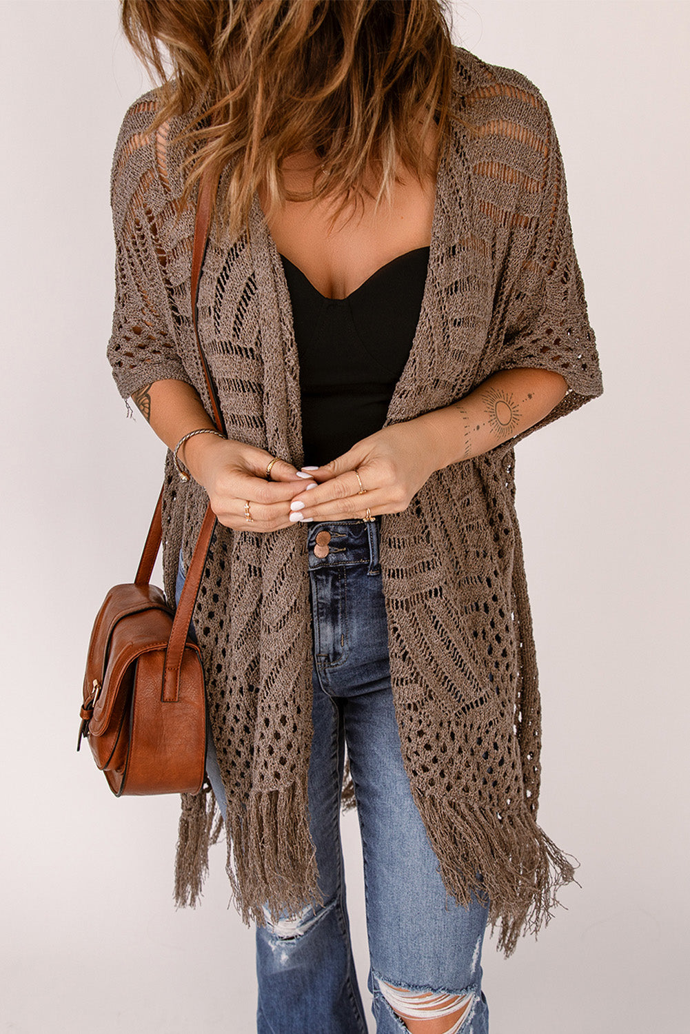 Loose Knitwear Kimono with Slits