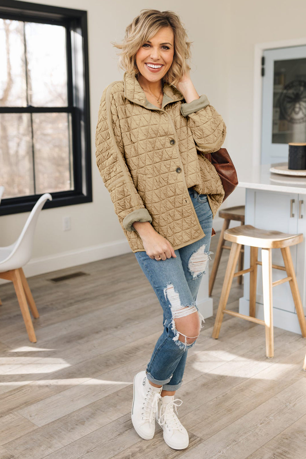 Black Textured Long Sleeve Top Shorts Outfit