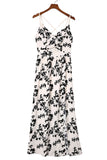 Crossover Hollow-out Maxi Floral Dress with Slit