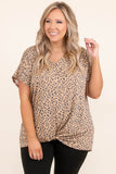 Plus Size Cheetah Print Twisted T-shirt