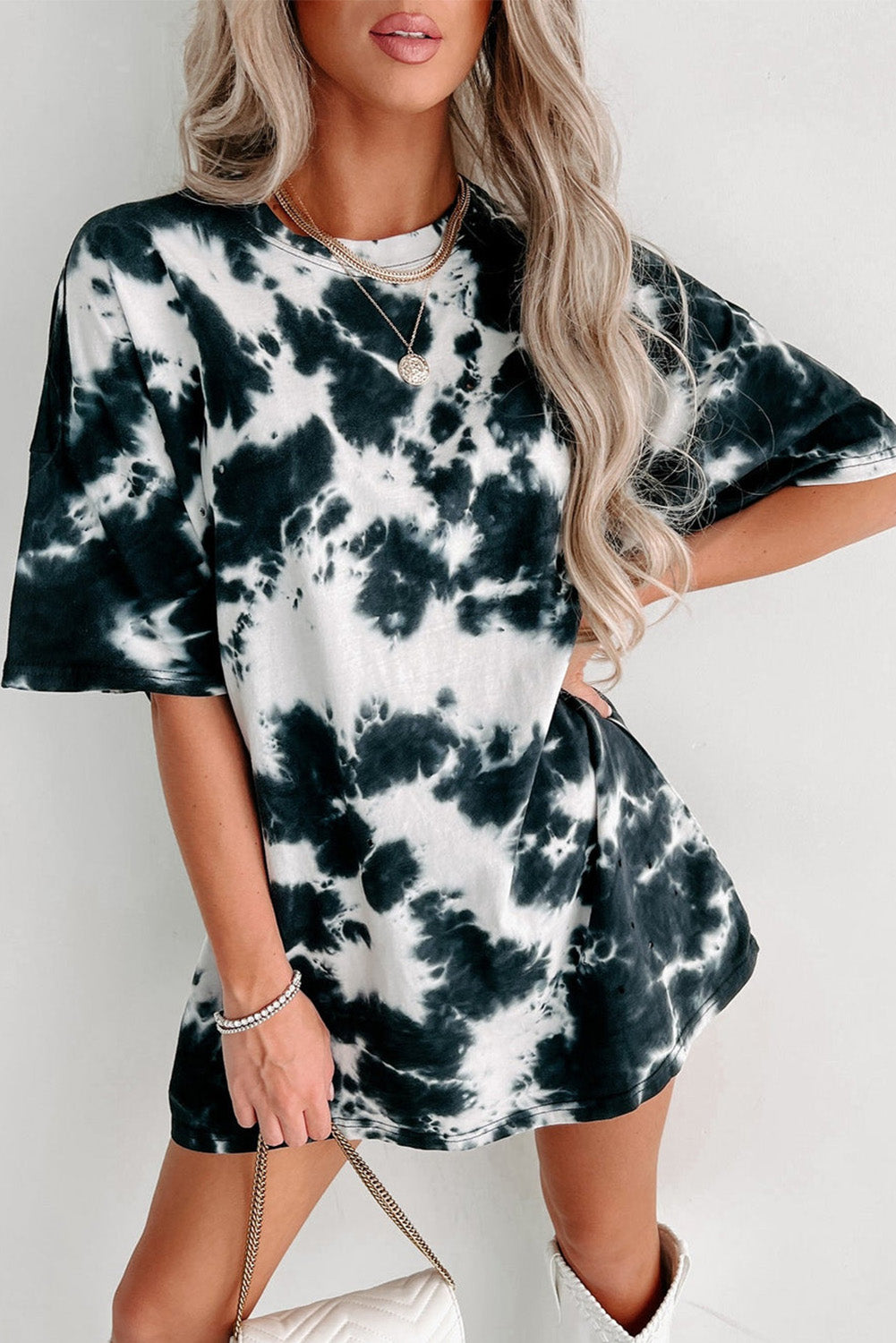 Tie-dye Round Neck Short Sleeve Top