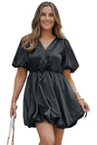 Princess Bubble Sleeve Satin Mini Dress