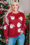 Fiery Red Santa Claus Sequin Graphic Sweatshirt