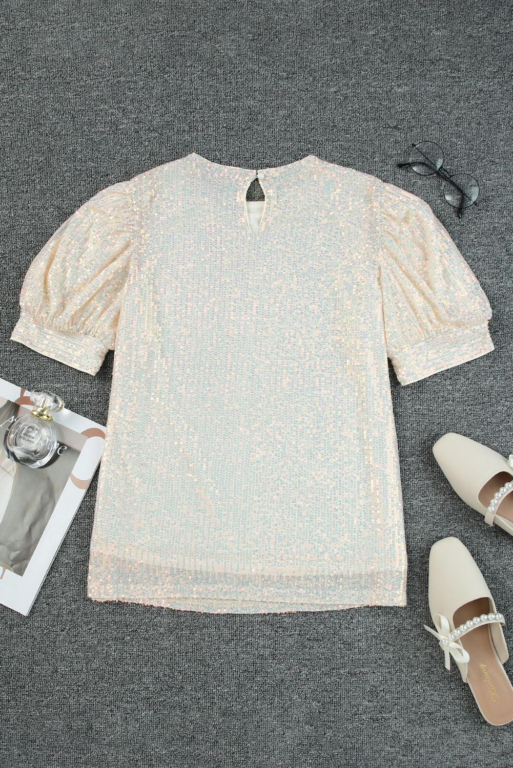 Sequin Puff Sleeve Top