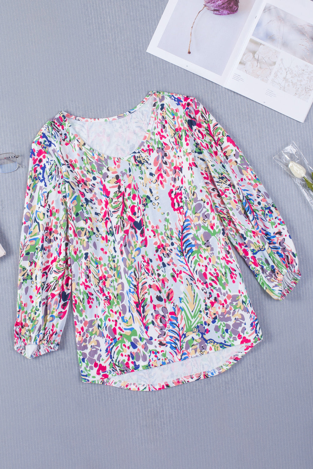 Floral Print Ruffle Sleeve Babydoll Top