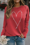 Red Solid Round Neck Raglan Sleeve Sweatshirt