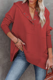 Turquoise Batwing Sleeve Pocketed Henley Hoodie