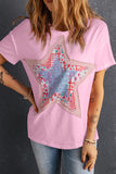 Pink Star Patchwork Loose T-shirt