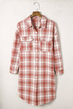 Plaid Print Button Long Shacket