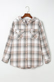 Gray Plaid Pattern Sherpa Lined Hooded Shacket