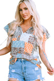 Boho Mixed Patterns Flutter Sleeves Top