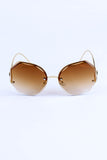 Rimless Geometric Frame Fashion Sunglasses