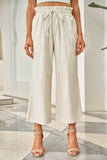 Paperbag Waist Straight Leg Cropped Pants