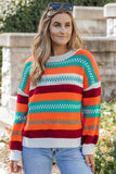 Color Block Striped Loose Sleeve Sweater